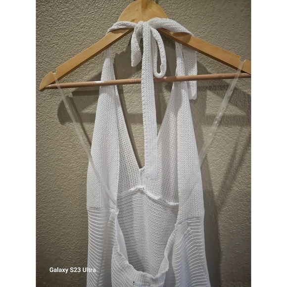 Women's  dress/ swimsuit cover, szXXL, WHITE KNIT halter - Picture 7 of 8